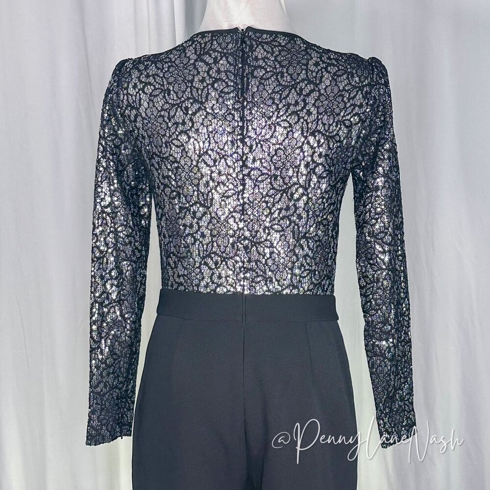 Michael Kors Metallic Sequined Lace Tuxedo Jumpsuit - Picture 6 of 13